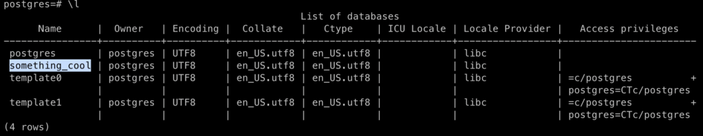 postgres list databases