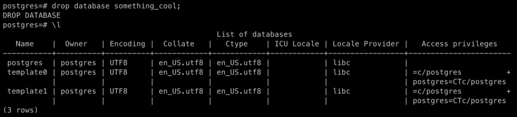 postgresql drop database